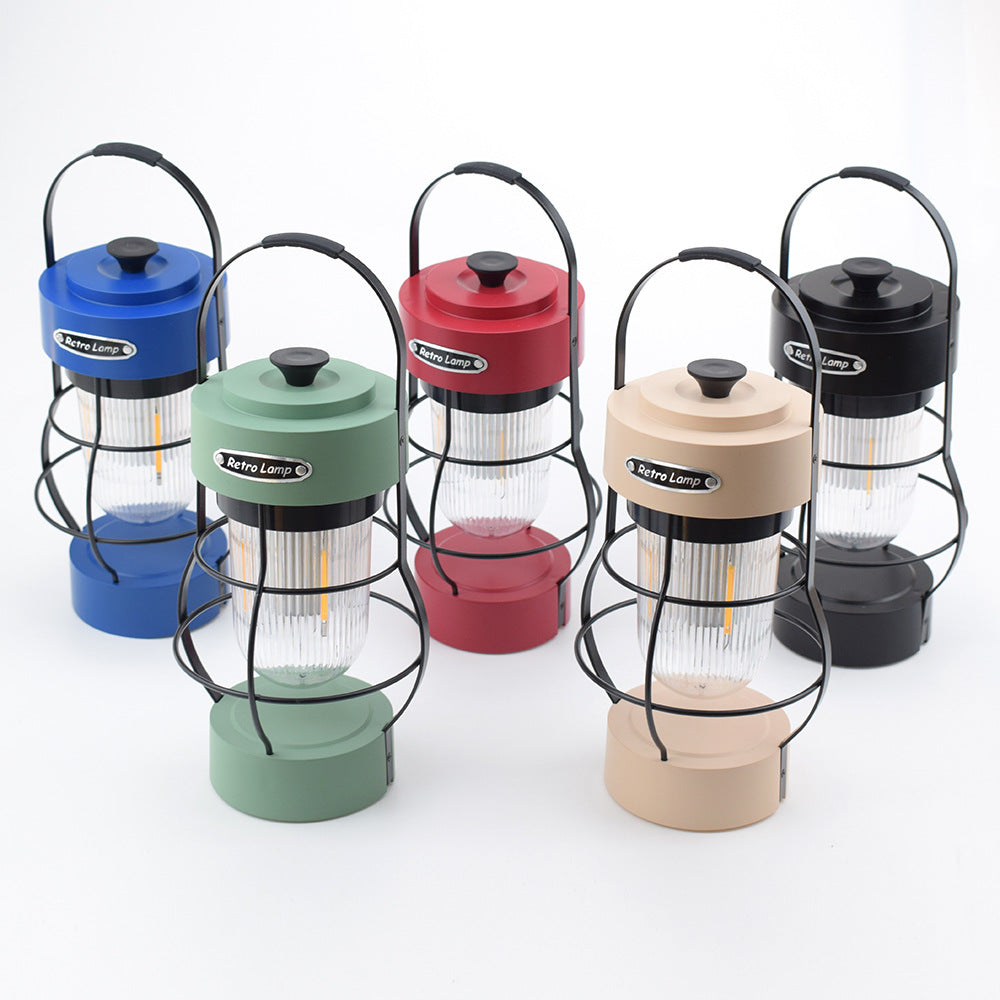 New Outdoor Camping Lantern Camping Light Camping Atmosphere Light Rechargeable Lighting Portable Retro Lantern Tent Camp Light