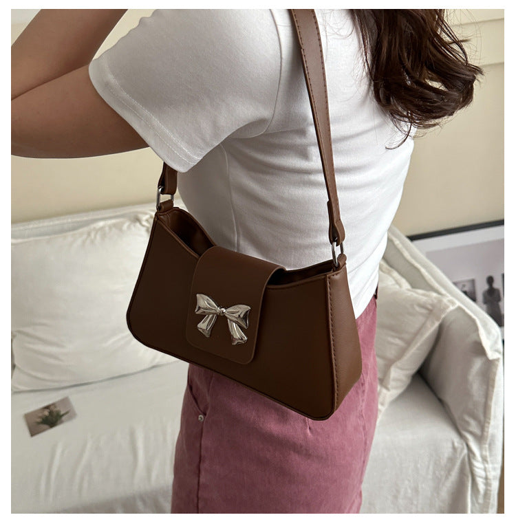 Korean Style Versatile Bag for Women2025Spring New Trendy Fashionable Single Shoulder Bag with Bowknot ins Underarm bag