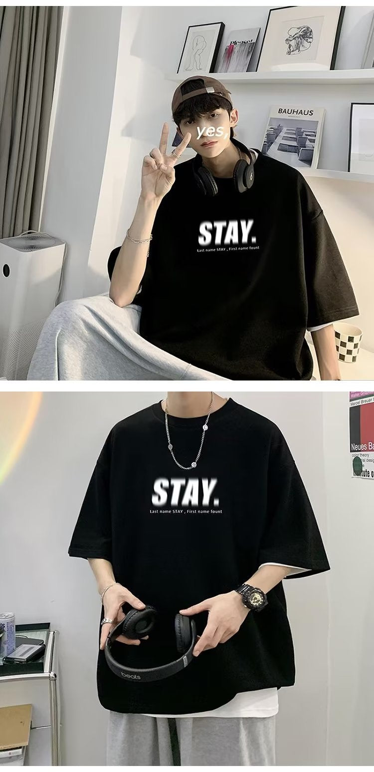 Summer New Short Sleeve Loose t T-shirt Men Fashion Brands Casual Half Sleeve Trendy T-shirt Bottoming Shirt Half Sleeve Shirt