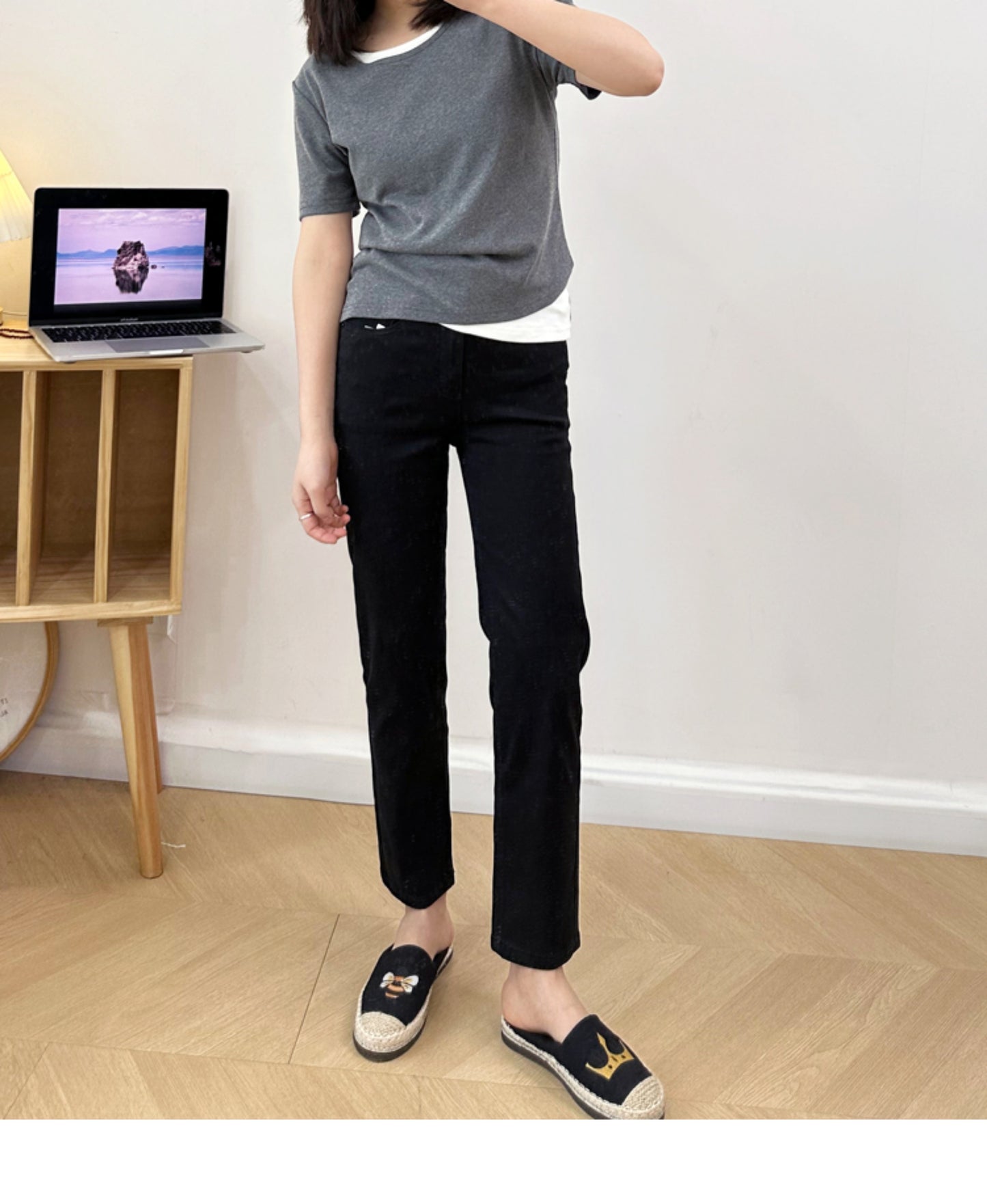 Thin and Soft Mask Pants！Summer Thin Jeans for Women Slimming Petite Nine-point Narrow Straight-leg Pants