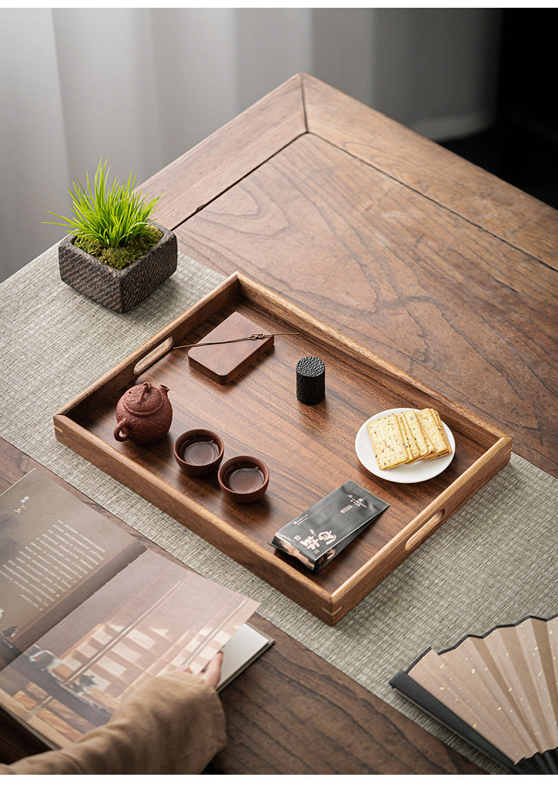 Walnut Tea Tray Minimalist Dry Tea Tray Cup Storage Tray Chinese Style Candy Dessert Fruit Tray Tea Room Tea House Wholesale