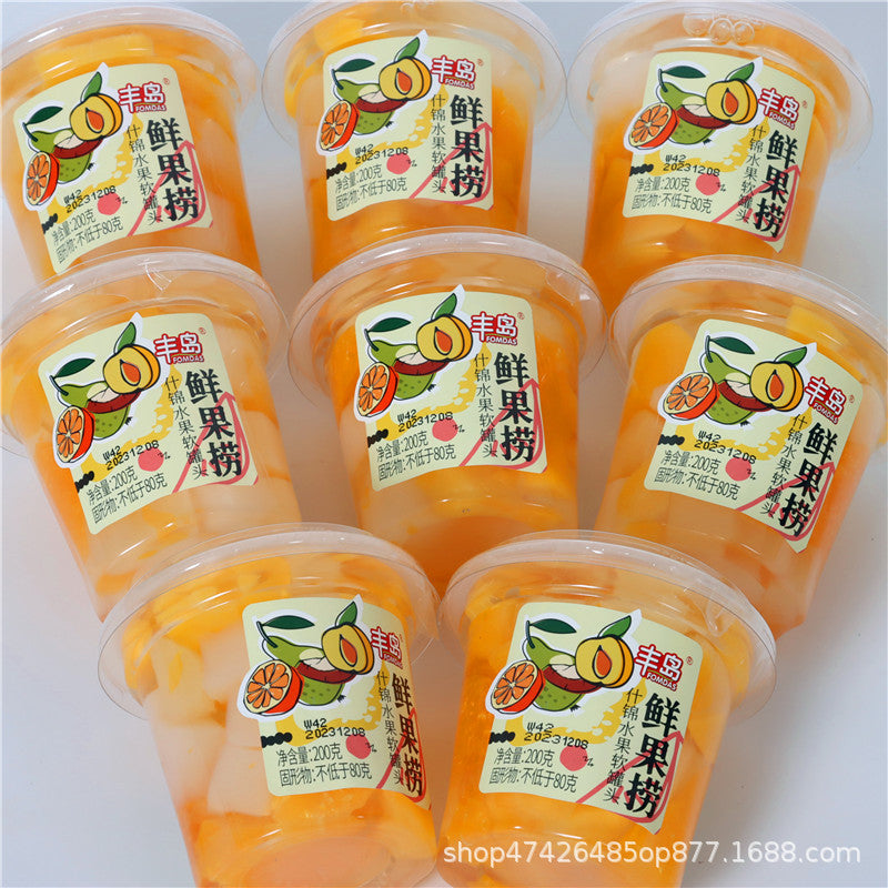 Fengdao Fresh Fruit Mix Orange Yellow Peach Assorted Coconut Jelly Canned Internet Celebrity Fruit Cup Binge-Watching Snack Wholesale