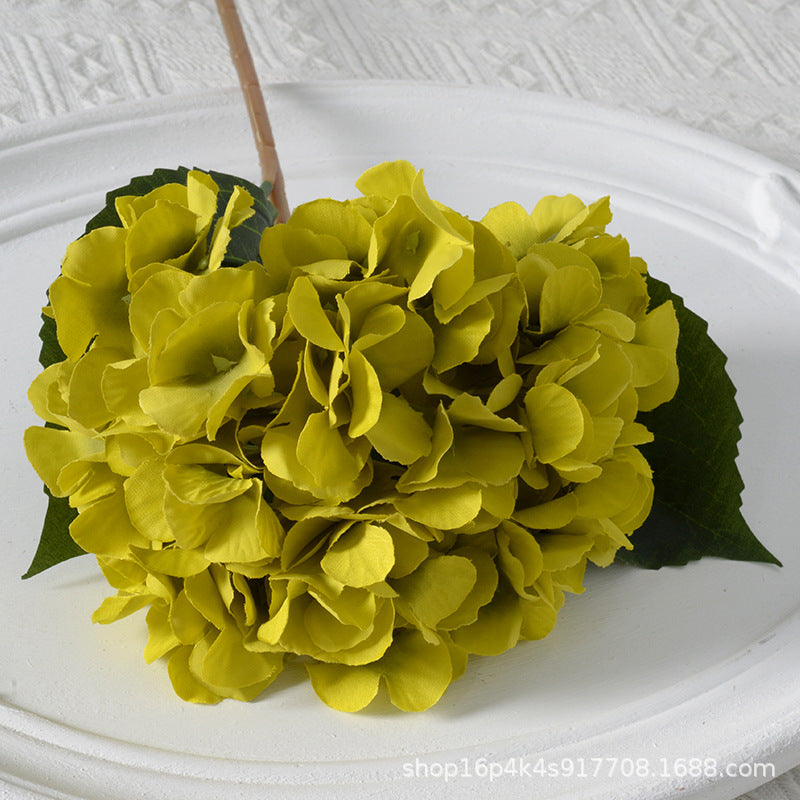 Artificial Hydrangea with Leaves for Wedding Decoration, Artificial Silk Flowers, Archway Flowers, Home Decor Fake Flowers, Single Artificial Flowers