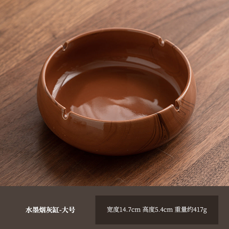 Large Ashtray Creative Personality Ceramic Ashtray Home Retro Chinese Style Living Room Light Luxury Office Trendy Ashtray