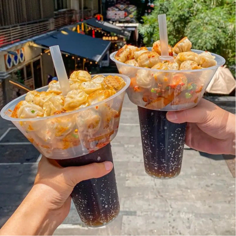 Internet Celebrity Smoking Cup Thumb Fried Bun Coke Cup Thickened Walking Hot Pot Cup Cold Drink Fruit Cup Tray Bowl Smoking Vegetable Cup