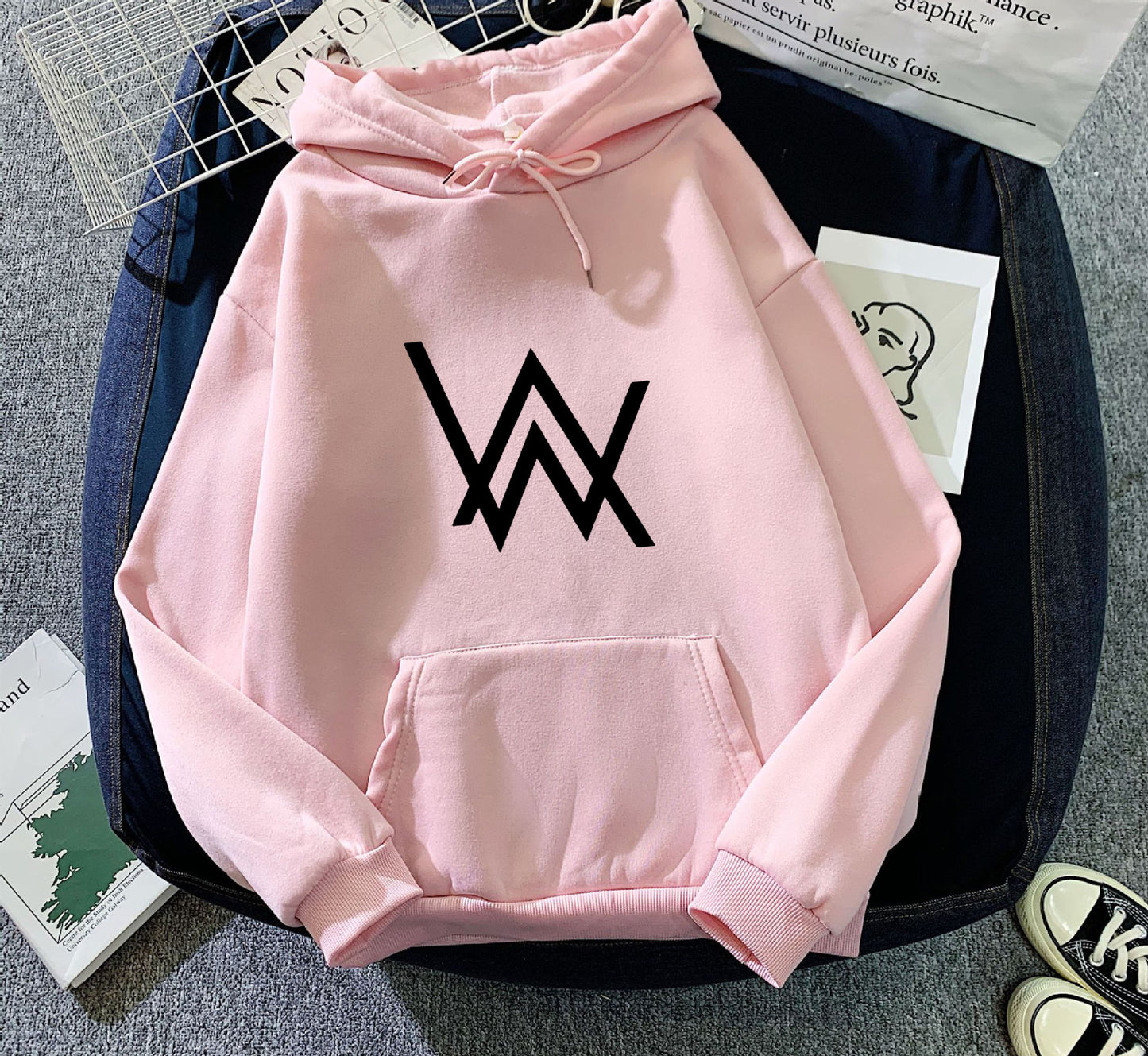 European and American Foreign Trade Exclusive Fleece-Lined Hoodie Sweatshirt for Men and Women, Autumn and Winter Couple's Loose Top, Amazon AliExpress