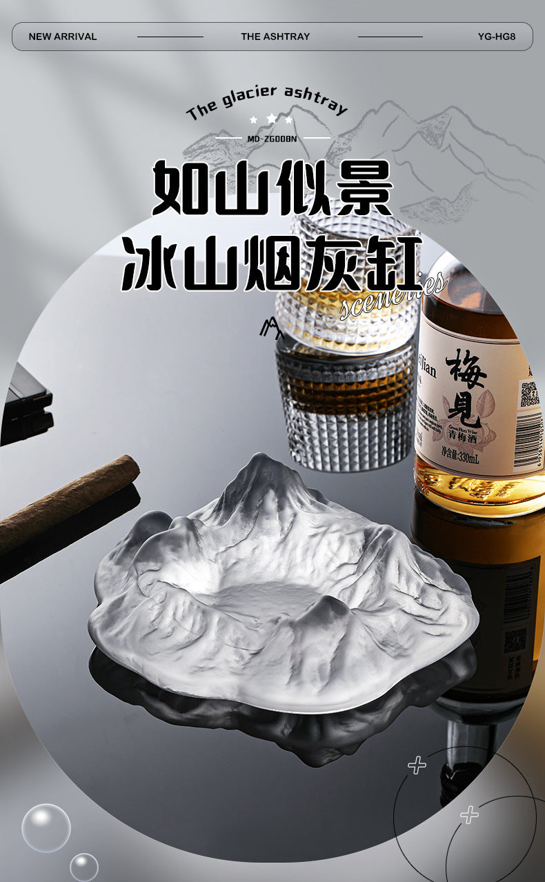 Internet Celebrity Light Luxury Iceberg Ashtray Home Coffee Table Cigar Ashtray Nordic Office Desktop Ornament Decoration Anti-Fly Ash