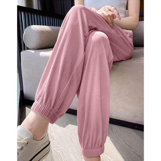 Summer Sports Pants for Women, Loose Korean Style, Thin, Slimming, Versatile, New Mosquito-Repellent, High-Waisted, Draped Lantern Cuffed Pants