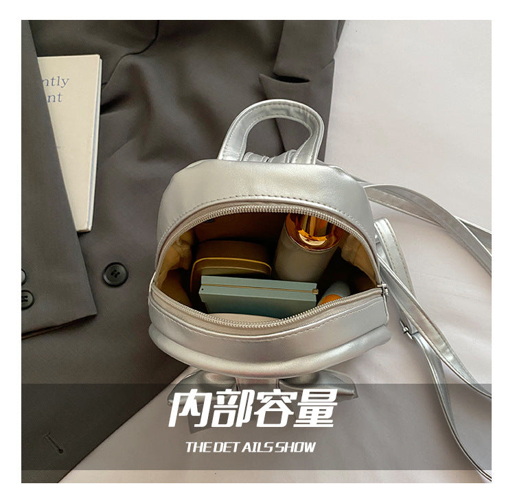 2025Summer New Niche Bow Backpack for Women, Stylish and Simple Handheld, Single Shoulder, Crossbody, and Double Shoulder Backpack