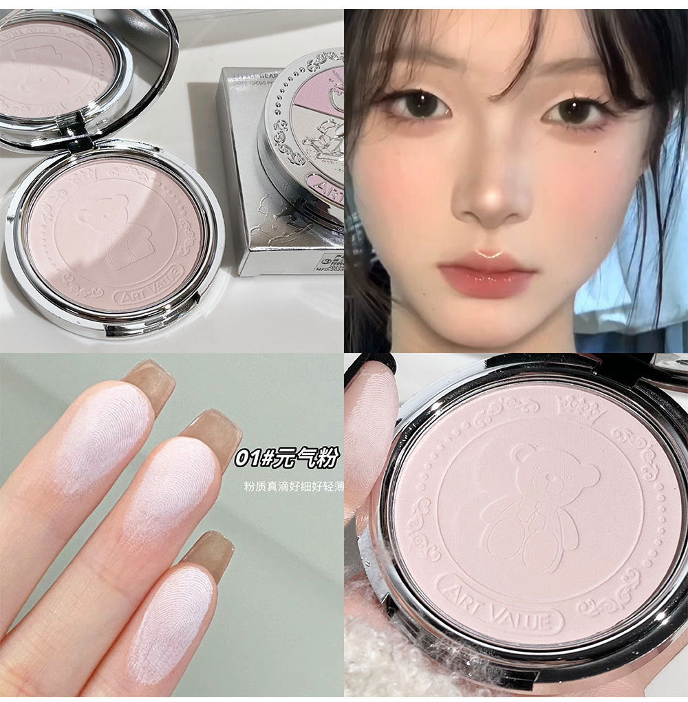 ART VALUE Bear Knight Soft Focus Powder Setting Powder Oil Control Long-lasting Waterproof Sweatproof Mom's Good Skin A44