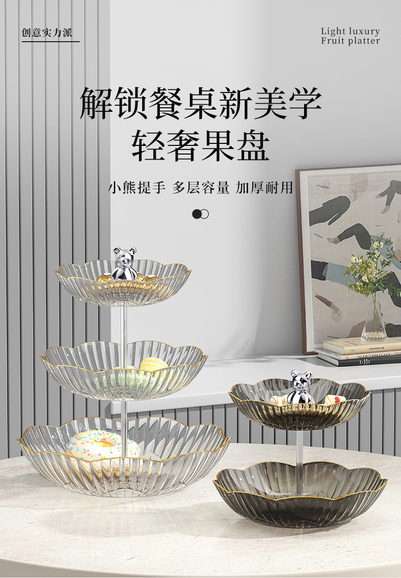 Multi-layer Fruit Plate High-end Luxury Style Home Living Room Snacks Nuts Candy Dried Fruits Fruit Plate Tea Pastry Dessert Plate