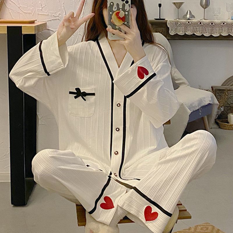 Spring and Autumn Japanese Style ins Color-Block Plaid Couple Pajamas for Women, Simple Outerwear, Cute Long-Sleeve Homewear, Men's Set