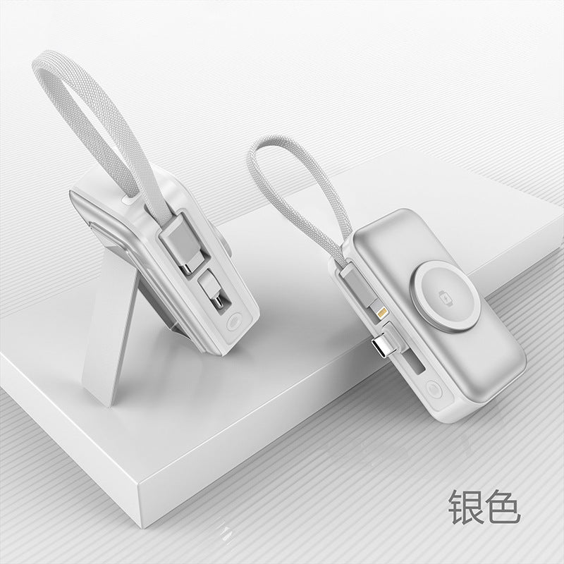 3-in-1 Magnetic Wireless Charger5000mAh Built-in Cable Portable Power Bank for Watches and Phones Wireless Charging Dropshipping