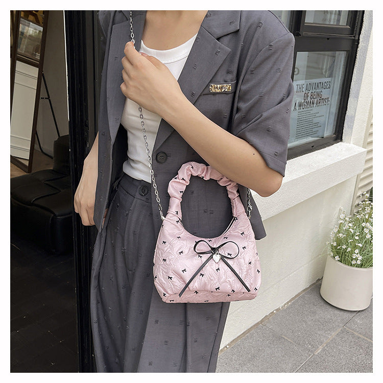 Korean Style Fashion Handbag for Women2025New Bow Crossbody Bag Versatile Parent-Child Cute Children's Bag