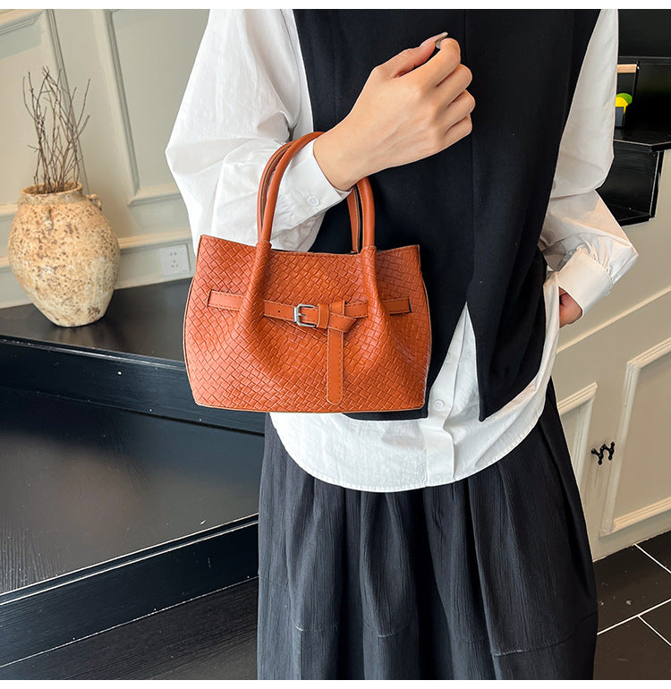 Korean style Niche Sweet Girl Handbag2025New high-end vegetable basket woven bag single shoulder crossbody bag