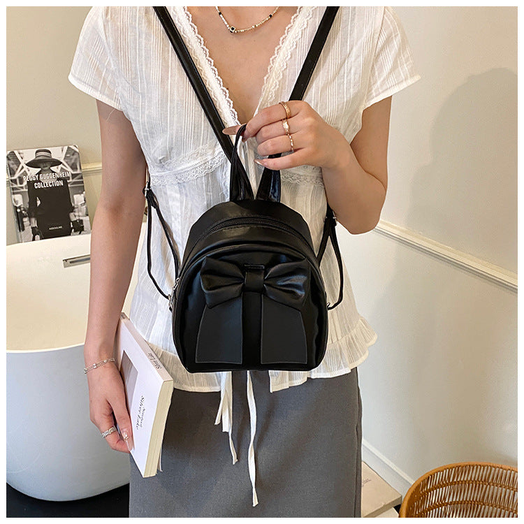 2025Summer New Niche Bow Backpack for Women, Stylish and Simple Handheld, Single Shoulder, Crossbody, and Double Shoulder Backpack