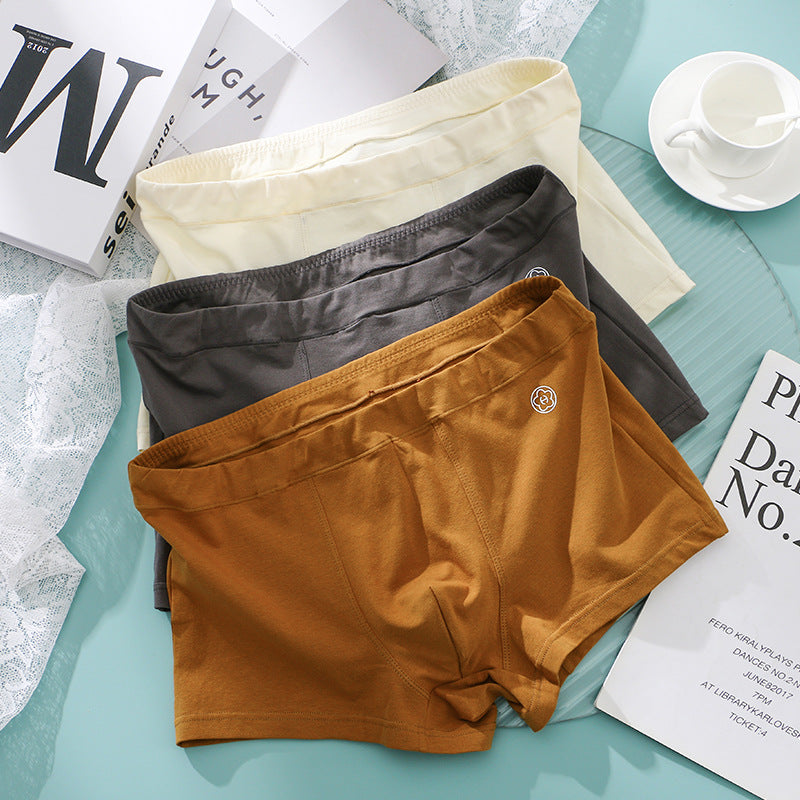 Huajie Long Solid Color Cotton Underwear Men's Underwear Slim Fit Boxer Briefs Simple Breathable Men's Comfortable Boxer Briefs Wholesale http://detail.1688.com/offer/783105309256.html