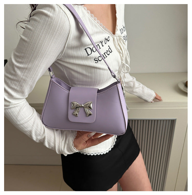 Korean Style Versatile Bag for Women2025Spring New Trendy Fashionable Single Shoulder Bag with Bowknot ins Underarm bag