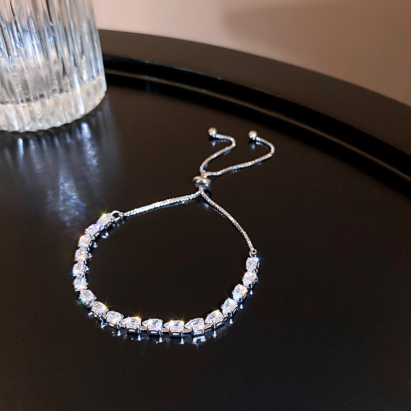 Xiaohongshu Same Style Hot-Selling Zircon Bracelet Light Luxury Niche Exquisite High-End Feel Adjustable Pull Jewelry for Women