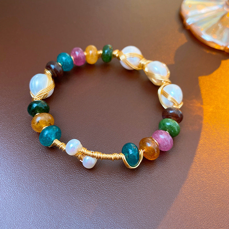Baroque Pearl Wrap Open Bracelet Fashionable Light Luxury Elegant High-end Bracelet New Style Hand Jewelry Wholesale