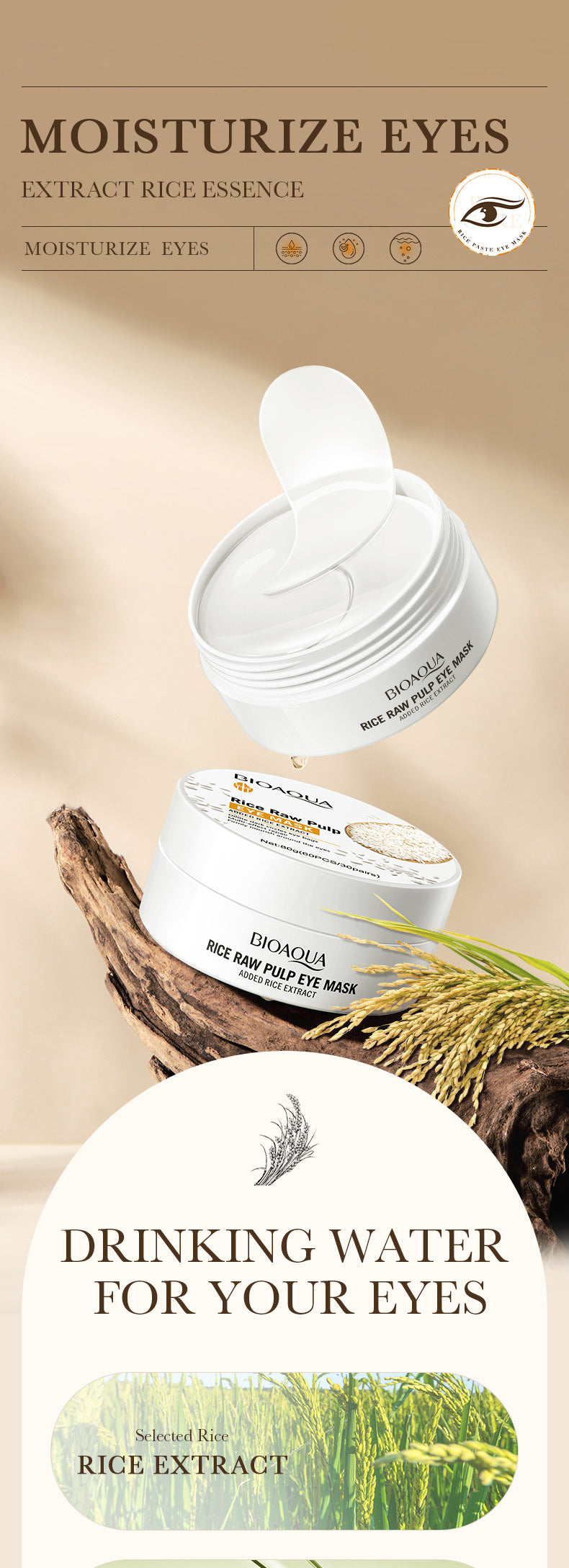 Full English Rice Skincare Set BIOAOUA Rice Puree Series Six-Piece Set Box Cross-Border Wholesale