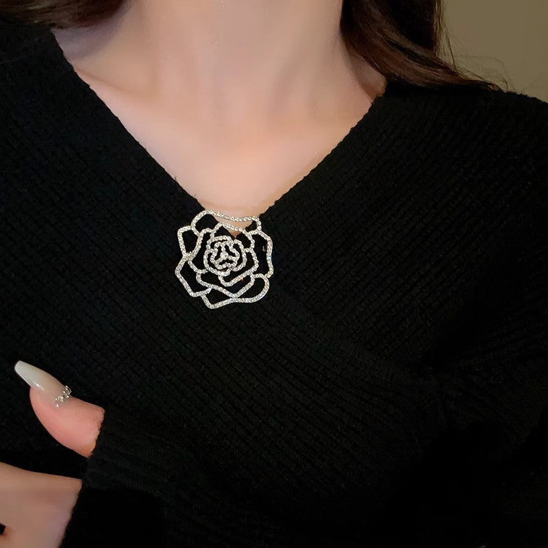 Real Gold Plated Zircon Flower Brooch Niche Light Luxury High-end Elegant Brooch High-end Women's Dress Accessories Wholesale