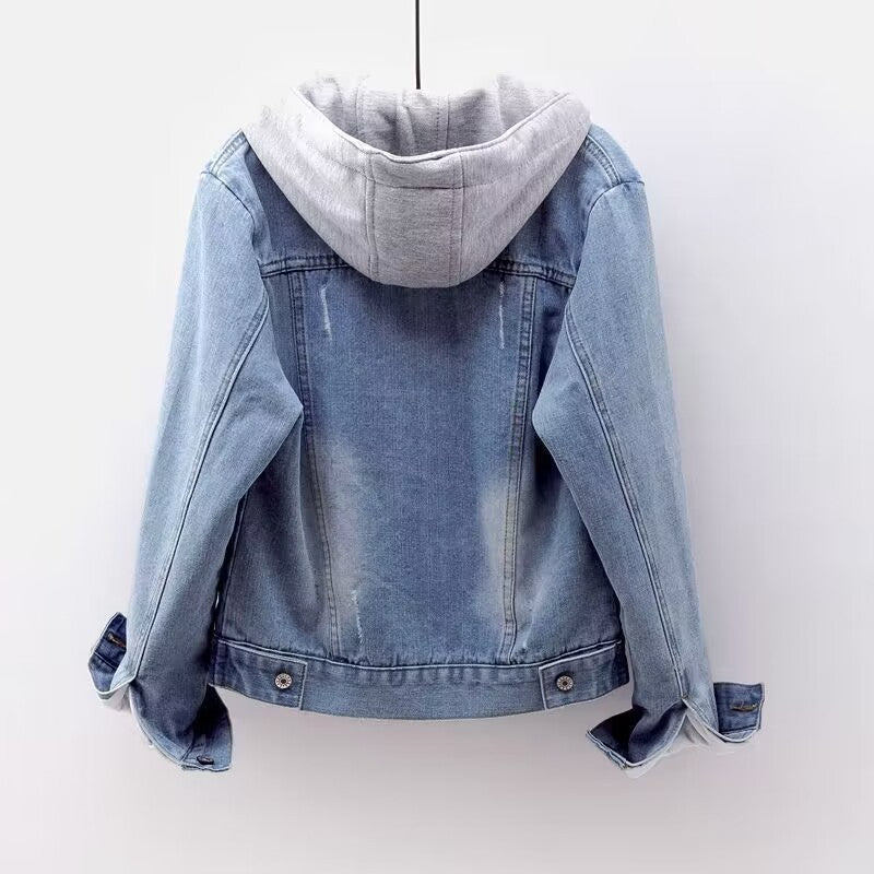 In-stock Short Cotton Jacket2025Winter Fleece-Lined New Cotton Jacket Loose Korean Style Denim Fur Collar Thickened Coat for Women