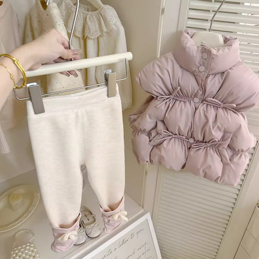 Sweet Little Girl's Vest Autumn Winter New Fashionable Children's Padded Vest Winter Baby Warm Sleeveless Jacket
