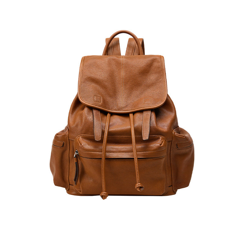 Qiu Zhen Vegetable-Tanned Sheepskin Self-Travel Backpack Travel Lightweight Casual Retro Genuine Leather Large Capacity Backpack Unisex http://detail.1688.com/offer/969513720056.html
