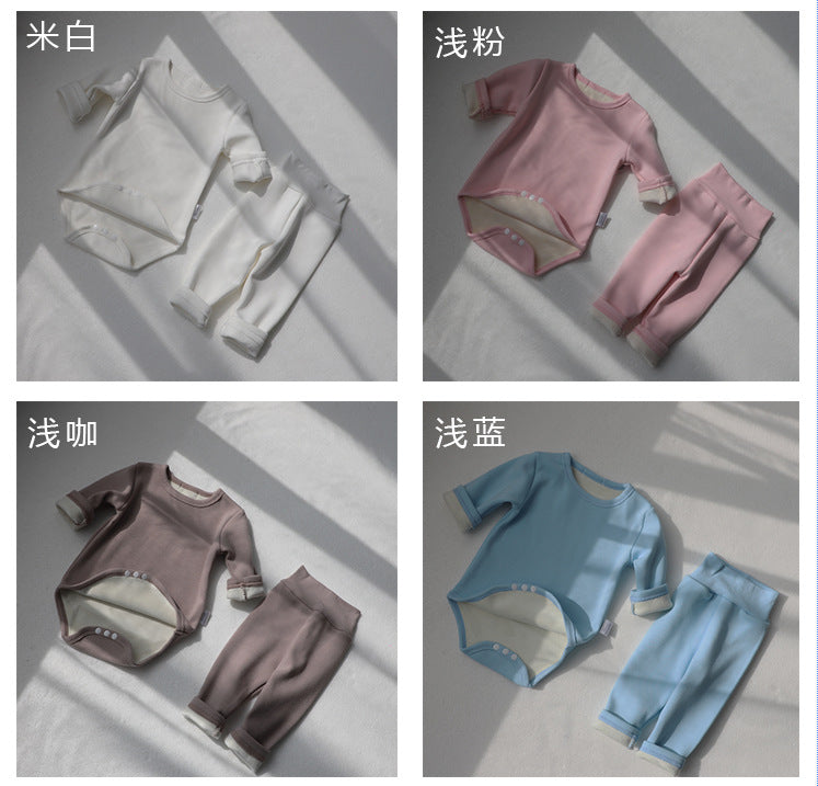 Baby Romper Spring and Autumn a High-Waist Belly Protection Pants Set Baby Spring and Autumn Triangle Romper Bodysuit Jumpsuit