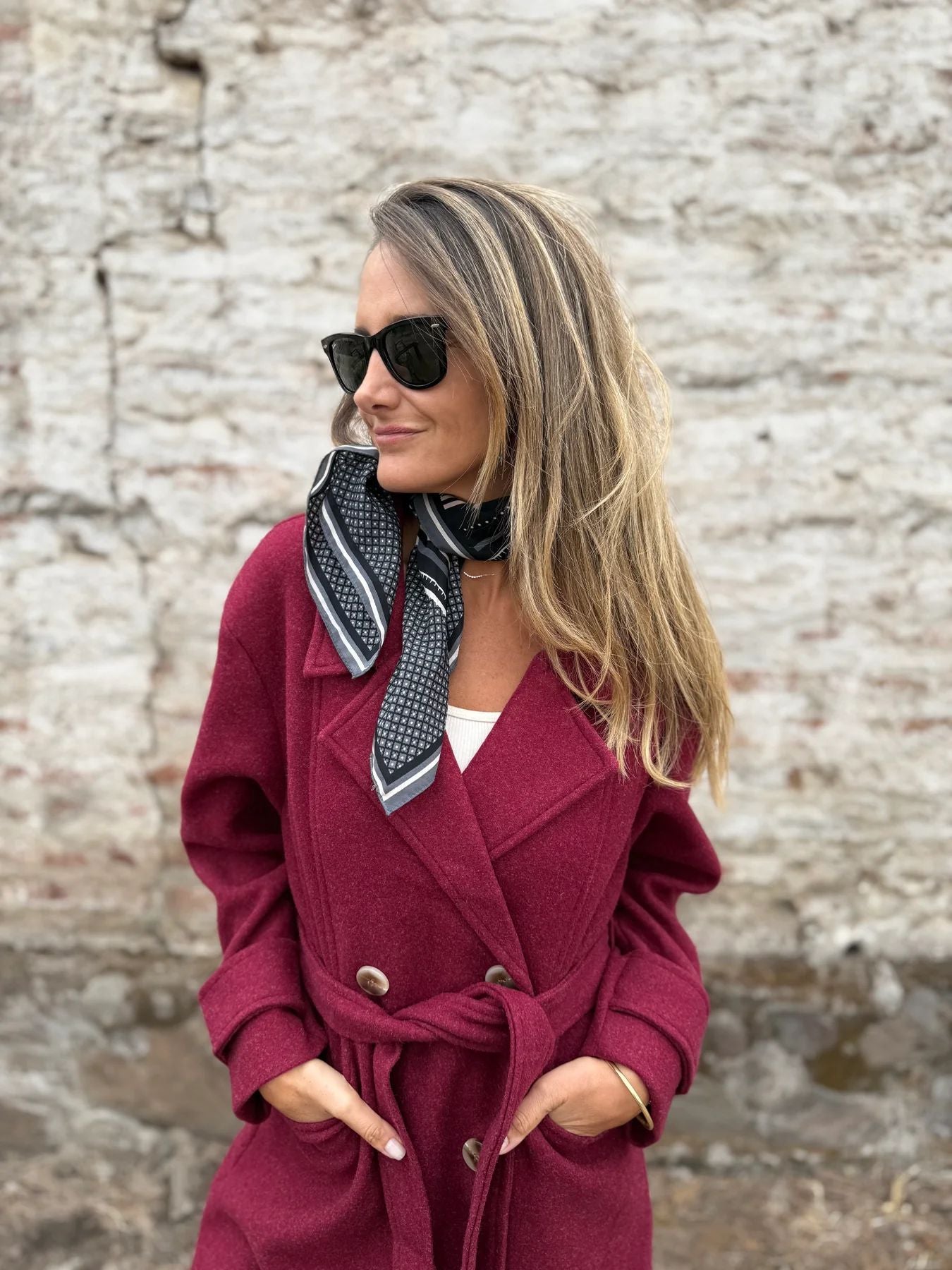 2025Amazon European and American Cross-Border Autumn Winter New Lace-Up Cardigan Casual Long Sleeve Turn-Down Collar Woolen Pocket Coat for Women