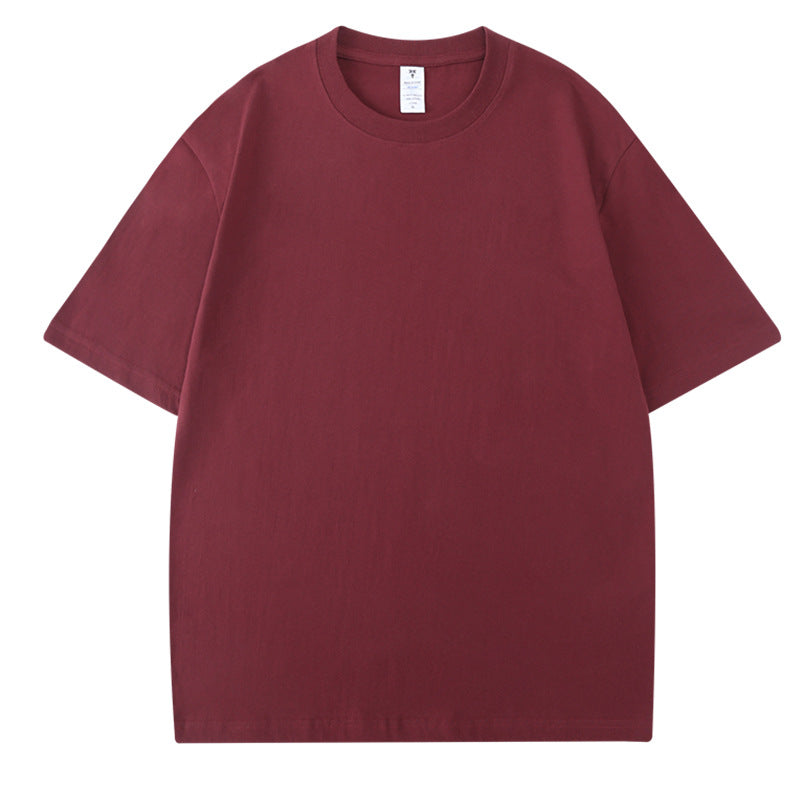230G Men's Pure Cotton Crew Neck t Short-sleeve Drop Shoulder Cotton Workwear Printed Summer American Style oversize Men's Clothing t