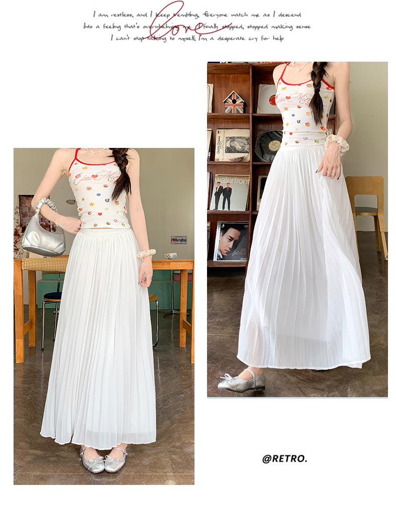 Thirteen Lines·Yunheyu Gentle Light Purple Pleated Long Skirt for Women Versatile Casual Vacation Style Draped Half Skirt