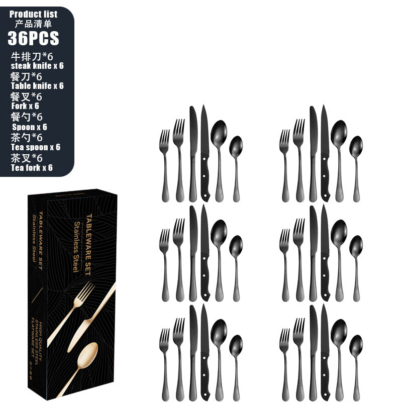 Tableware set Stainless Steel Tableware Set8Set of Cutlery, Fork, and Spoon for One Person48Set of Steak Knives in Color Box