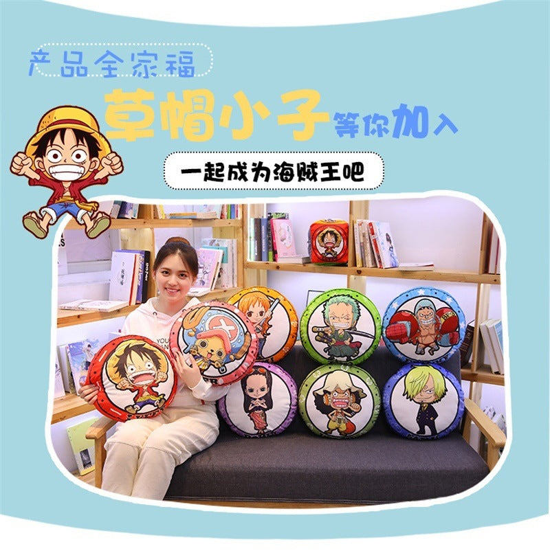 New One Piece Round Pillow Anime Merchandise Luffy Chopper One Piece Double-Sided Print Nap Cushion In Stock