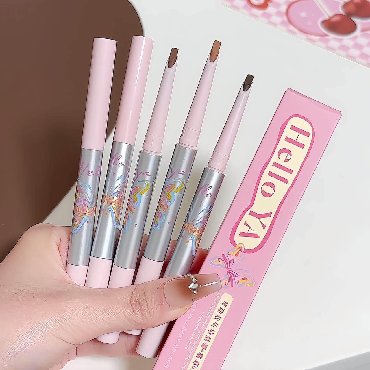 Hello YA Smart Dual-Head Eyebrow Dye Light Color Wild Eyebrow Pencil Natural Waterproof Sweatproof Long-Lasting Non-Fading1205