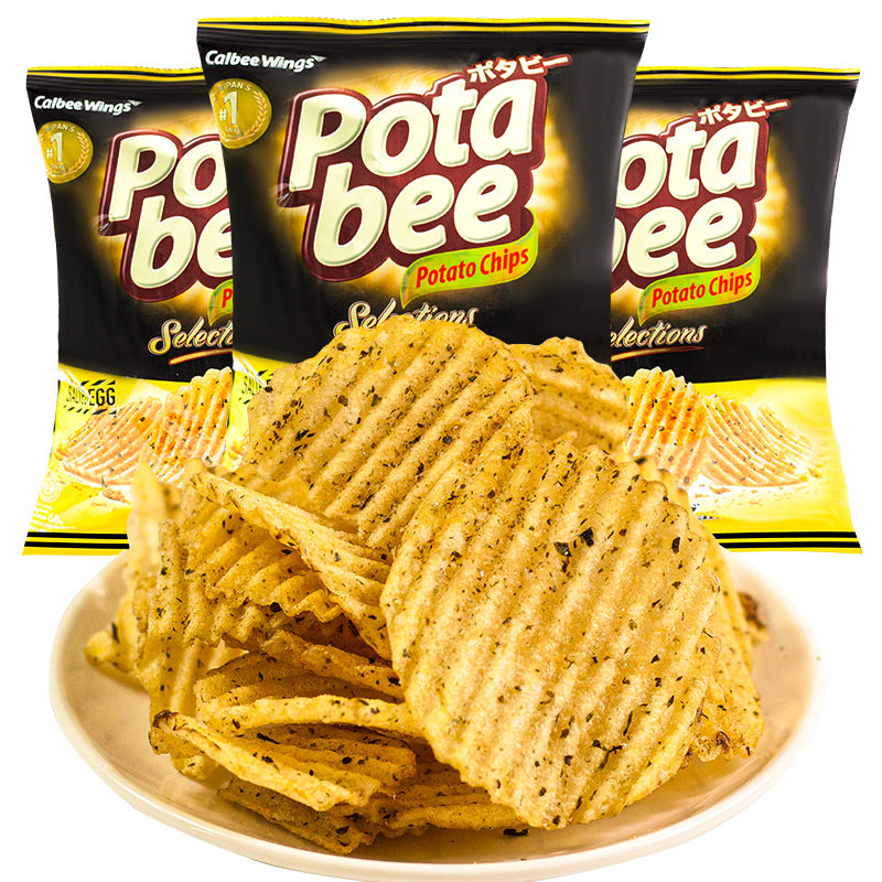 New goods imported from Indonesia Calbee/Calbee Portabi Seaweed Flavored Potato Chips68g Internet Celebrity Potato Chips Casual Puff Snacks