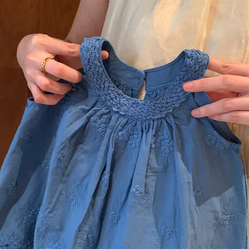 Sweet Little Girl Stylish Summer Outfit2025New Fashionable Toddler Tops for Girls Korean Style Two-Piece Set Trendy
