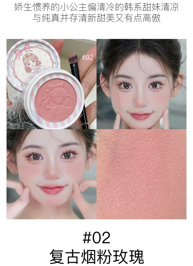 HERORANGE Little Fairy Embossed Blush Colorful Pure Desire Blush Purple Fine Shimmer Matte Contour Atmosphere Rouge595