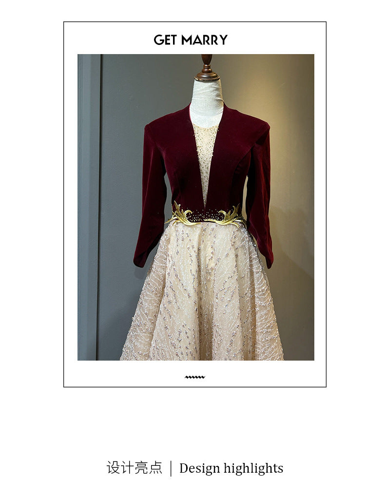 High-end chorus performance dress for women long gown2025New Elegant Host Evening Dress with High-End Feel for Ethnic Vocal Music