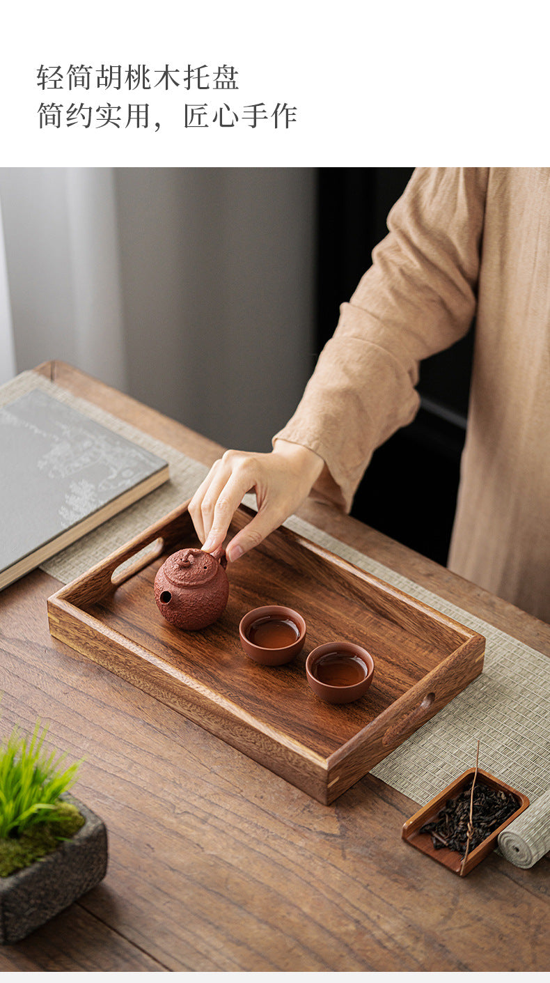 Walnut Tea Tray Minimalist Dry Tea Tray Cup Storage Tray Chinese Style Candy Dessert Fruit Tray Tea Room Tea House Wholesale