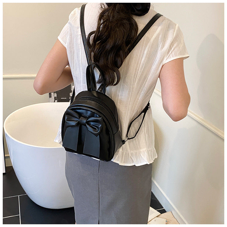 2025Summer New Niche Bow Backpack for Women, Stylish and Simple Handheld, Single Shoulder, Crossbody, and Double Shoulder Backpack