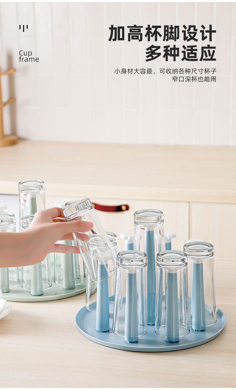 Home Cup Holder Tea Set Wooden Inverted Draining Cup Rack Dustproof Tea Cup Glass Cup Creative Storage Organizer