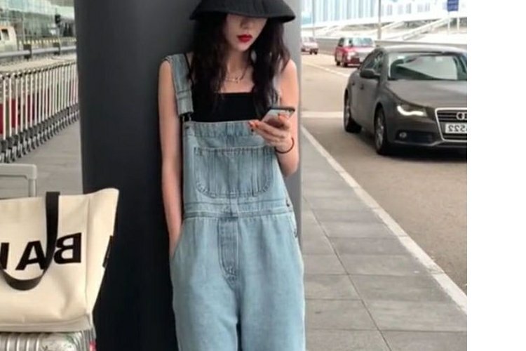 Internet Celebrity Floor-Length Pants2024Spring Summer New Long Pants Korean Style Loose Plus Size High Waist Wide Leg Jeans Overalls for Women