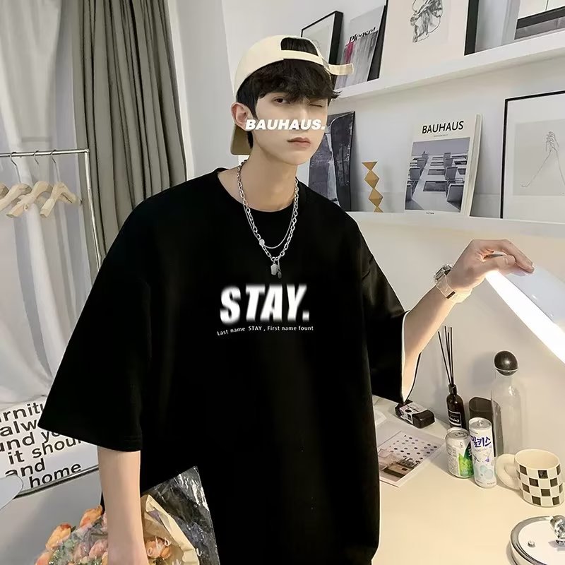 Summer New Short Sleeve Loose t T-shirt Men Fashion Brands Casual Half Sleeve Trendy T-shirt Bottoming Shirt Half Sleeve Shirt
