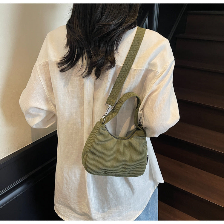 2024New Casual Large Capacity Women's Shoulder Bag Trendy Corduroy Versatile Crossbody Bag Trendy Bag Cross-Border Hot Item