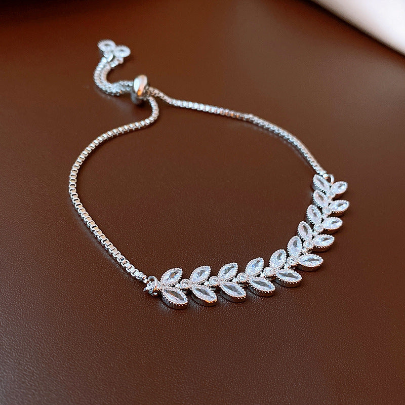 Xiaohongshu Same Style Hot-Selling Zircon Bracelet Light Luxury Niche Exquisite High-End Feel Adjustable Pull Jewelry for Women