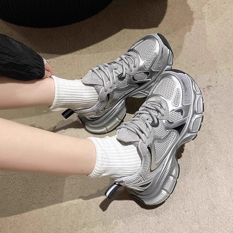 Girls' Dad Shoes Spring and Autumn New Style2024Children's Shoes Mesh Breathable Sports Shoes Medium and Large Children's Running Shoes
