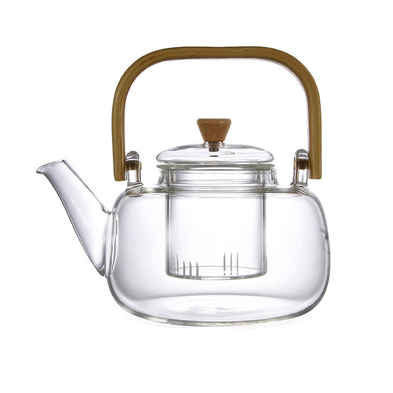Transparent Black Handle Teapot for Tea Brewing, Glass Kettle for Boiling Water, Tea Brewing Pot for Electric Ceramic Stove, Charcoal Stove Tea Brewing Pot