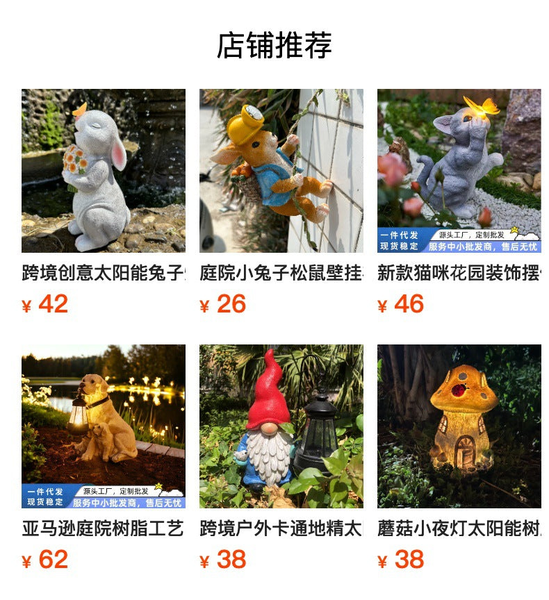 Cute Rabbit Moon Solar Pendant Outdoor Garden Courtyard Tree Hanging Balcony Pipe Kindergarten Decoration Ornament